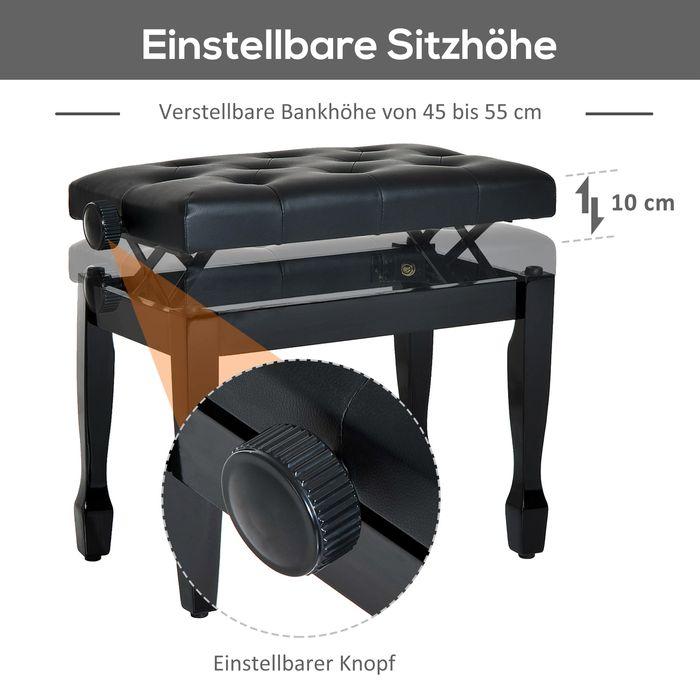 Produktbild Swisshandel24 Klavierhocker Klavierbank Kosmetikhocker höhenverstellbar Hocker Üben von Musikinstrumenten Massivho