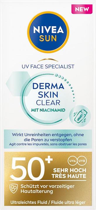 Produktbild NIVEA Sun UV Face Derma Skin Clear Fluid (Sonnencreme Gesicht, SPF 50, 40 ml, 62 g)