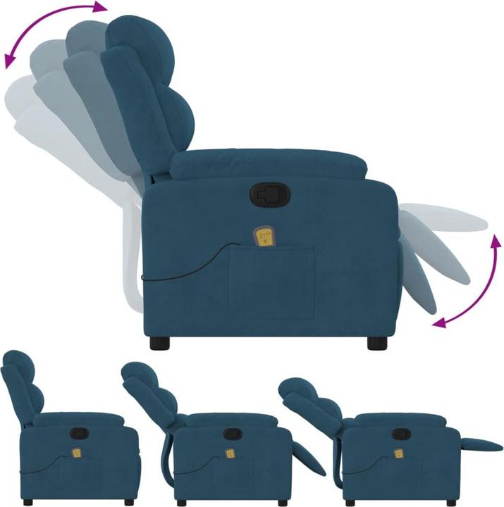 Immagine prodotto VidaXL Poltrona massaggiante Poltrona TV Poltrona relax Poltrona reclinabile Velluto blu