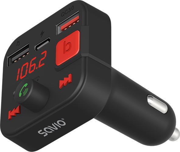 Produktbild Savio FM Sender Bluetooth 5.3 QC 3.0 Ladegerät LED Display Bass Boost TR-15 schw