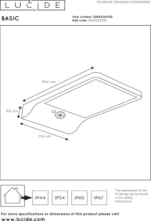 Actual product image Lucide Basic (380 lm, IP44)