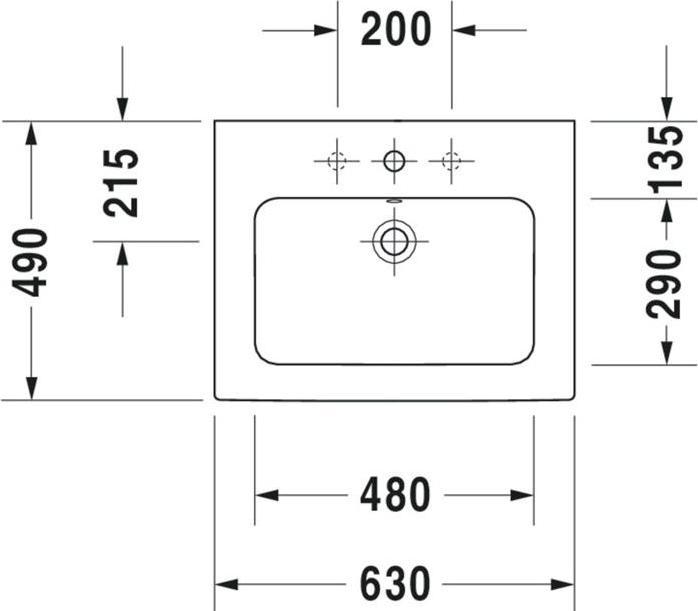 Actual product image Duravit Furniture washbasin ME by Starck m ÜL m HLB 630x490mm 1 tap hole white WG (490 mm, 630 mm)