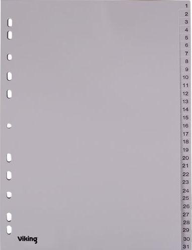 Immagine prodotto Office Depot Indice Numerico da 1 a 31 DIN A4 Grigio 31 pezzi in polipropilene
