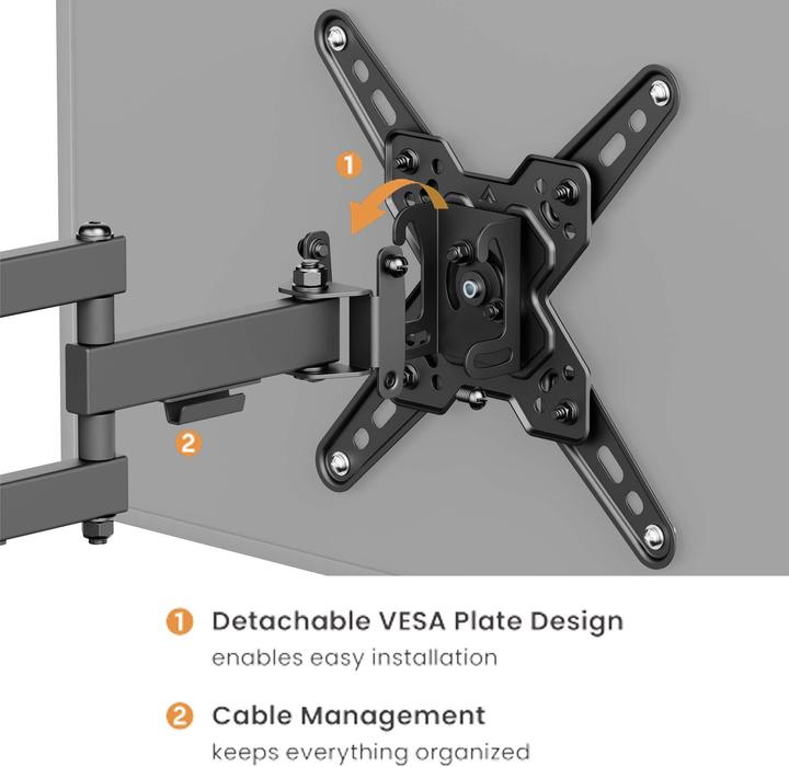 Produktbild Wiltec TV Halterung 13"–55" TV Wandhalterung schwenkbar 25kg Fernsehhalterung (Decke, 55", 25 kg)