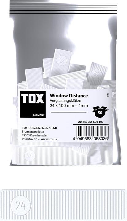 Actual product image Tox Glazing blocks 24x100 mm Window Distance 1 mm (50 pcs.) (50 pcs.)