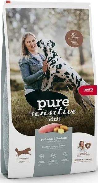 Immagine prodotto Mera Cibo secco per cani Pure Sensitive carne fresca Adult tacchino e patate 4 kg (Adulto, 1 pz., 4000 g)