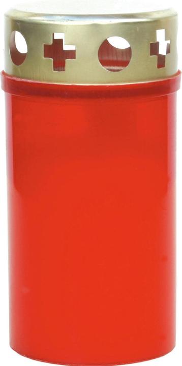 Image du produit müller Kerzen Bougie funéraire petite avec couvercle doré 12 x 6 cm, rouge (1 pcs)