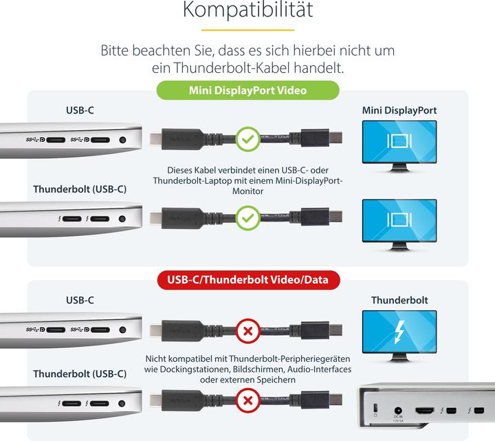 Produktbild StarTech 1m 3 Ft USB C To Mdp Cable (1 m, DisplayPort)