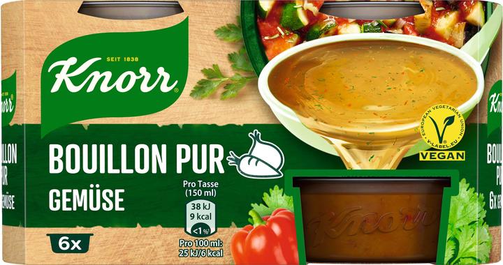 Knorr BOUILLON PUR GEMÜSE 6x 28g = 168g Ergiebigkeit = 3 Liter (3000 ml)