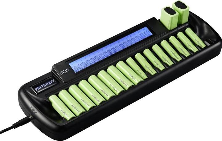 Immagine prodotto Voltcraft Caricatore per celle rotonde BC16 (1 pz., 9V Block, AAA, AA, Batteria + Caricabatterie)