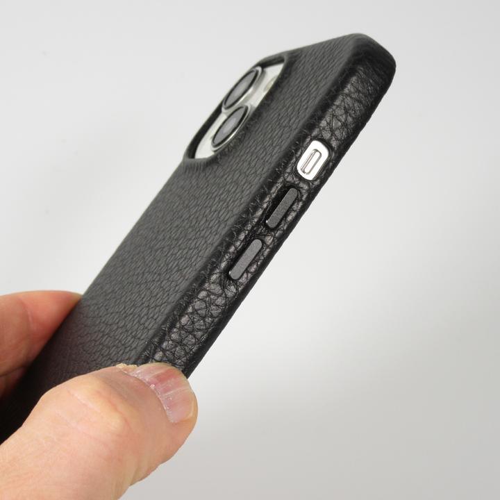 Actual product image PhoneLook Coque Cuir de veau luxe grainé intégral avec boutons métalliques et MagSafe (Apple iPhone 14 Pro Max)