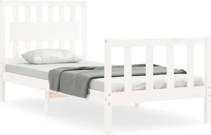 Produktbild VidaXL Massivholzbett mit Kopfteil Weiss 100x200 cm (100 x 200 cm)