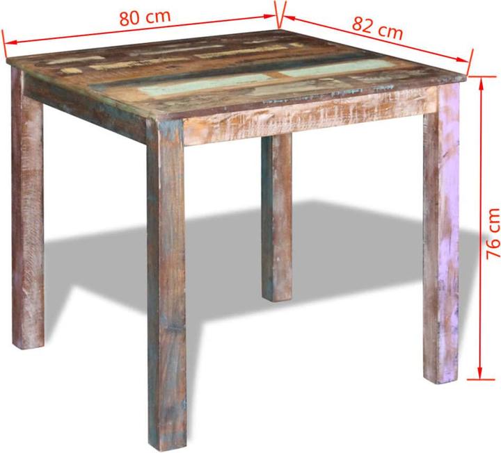 Actual product image VidaXL Esstisch Altholz 80x82x76 cm,Farbe: Mehrfarbig,Material (80 x 82 x 76 cm)