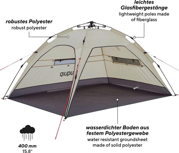 Actual product image Uquip Buzzy beach shell (beach tent, 2 kg, 3 persons)