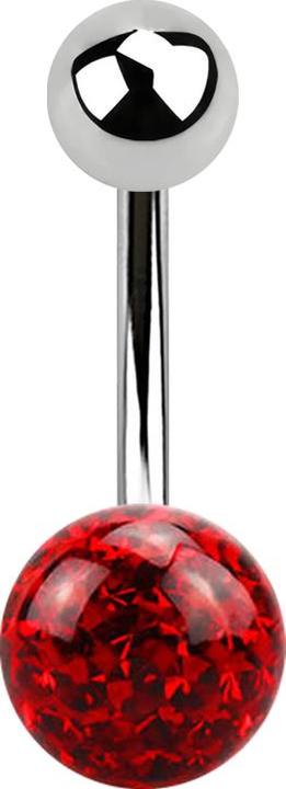 Produktbild Star Piercing Banane silber mit Kugel und Kristall Kugel rot Epoxy Schutzschicht (Chirurgenstahl 316L, ohne Messing)