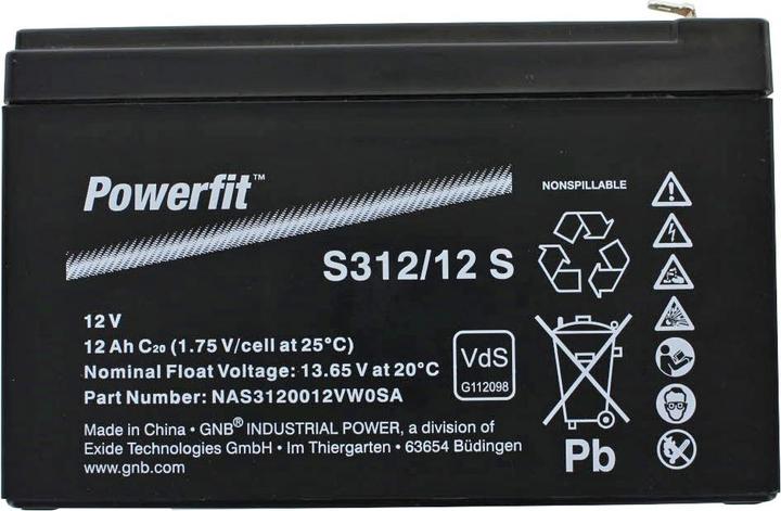 Actual product image Exide Battery Powerfit S312/12S, connector 4.8mm (12 V, 12 Ah)