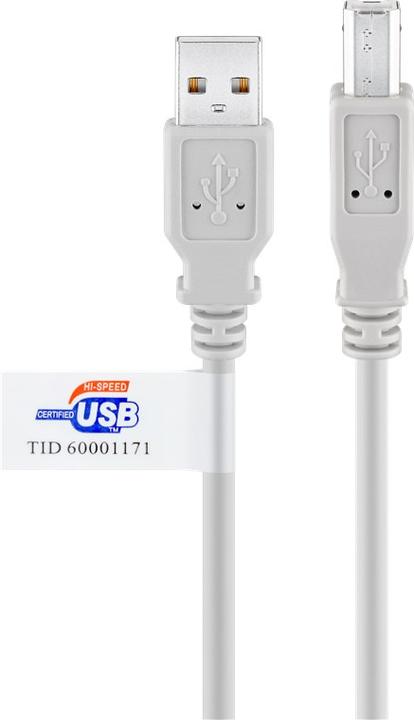 Actual product image Goobay USB 2.0 Hi-Speed Cable with USB Certificate, Grey, 3 m (3 m, USB 2.0)
