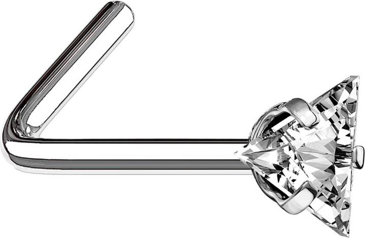 Image du produit Star Piercing Nasenstecker gewinkelt silber dreieckiger Kristall silber gefasst (sans laiton, Acier chirurgical 316L)