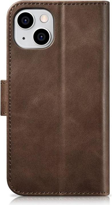 Produktbild iCarer oil Wax Wallet Case 2 in1 Hülle iPhone 14 Leder Flip Cover Anti-RFID braun (WMI14220721-BN) (Apple iPhone 14)