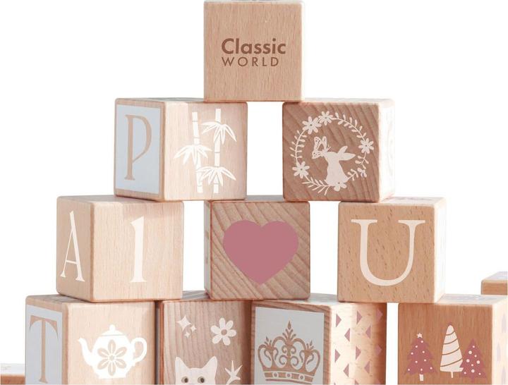 Actual product image Classic World Puzzle made from wooden pastel blocks. Learn to count letter patterns. 29 El.