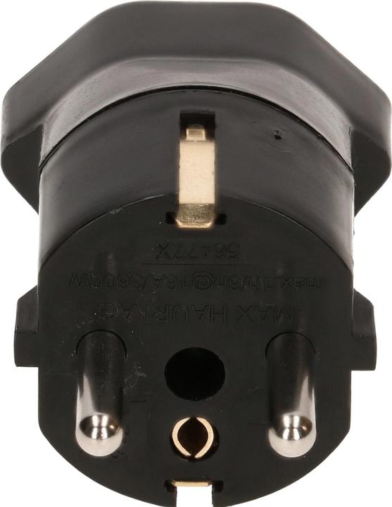 Actual product image Max Hauri Adapter plug Schuko plug to T21 socket black (CEE 7/7)
