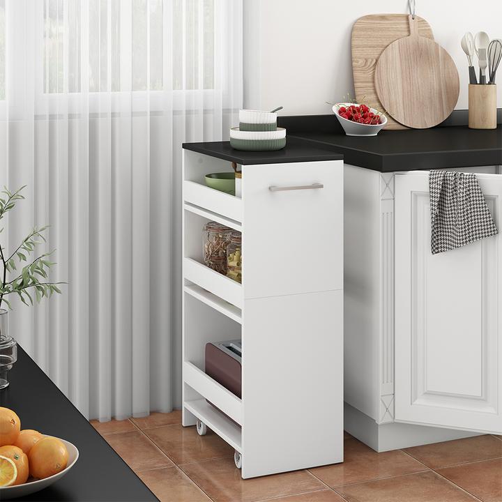 Image du produit Vicco Étagère roulante Rivo, blanc/anthracite, 30 x 84.8 cm