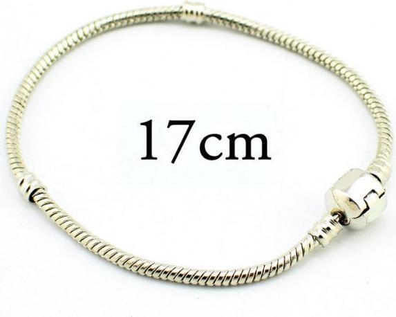 Immagine prodotto Hermex Bracciale placcato argento per perline / Charms - 17cm Argenteo (17 cm, Lega metallica)