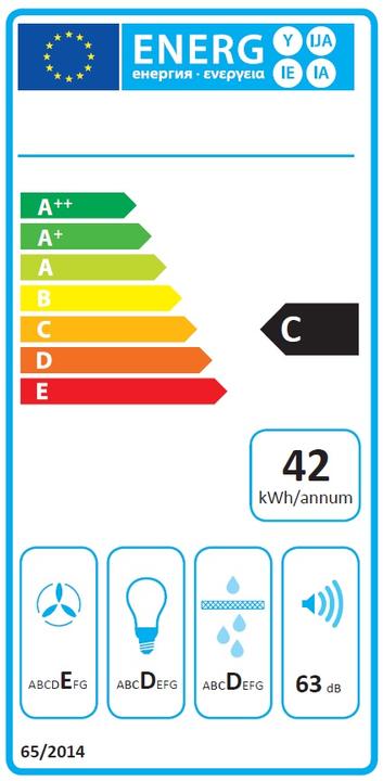 Energy Label Ciarko ZRD Built-in ³/h C (Flat-screen hood)