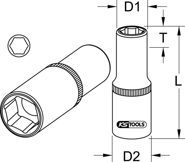 Image du produit KS Tools Douille six pans 1/2" longue (18 mm)