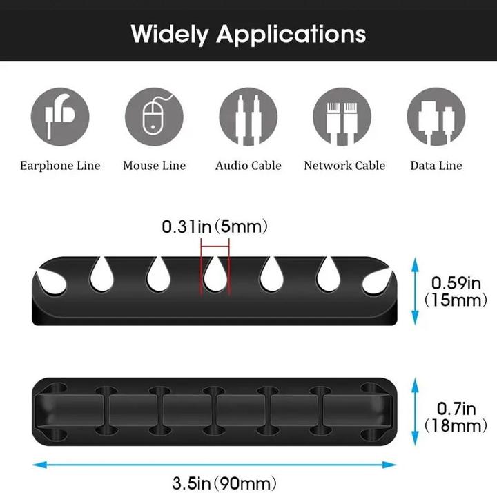 Produktbild PhoneLook 7-Kanal Silikon Kabelklemme für Tisch Wand Klebestreifen