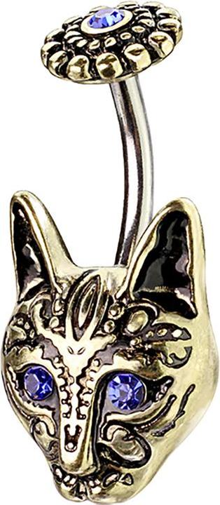 Produktbild Star Piercing Banane vergoldet Tribal Katze (Messing, Chirurgenstahl 316L)
