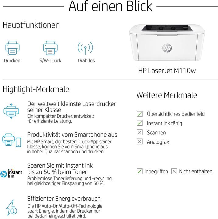 Immagine prodotto HP LaserJet M110w (Laser, Bianco e nero)