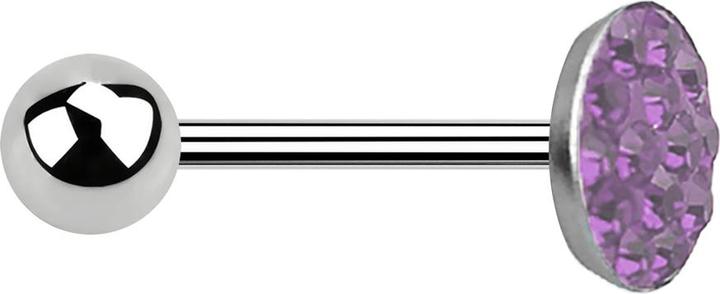 Produktbild Star Piercing Barbell silber mit Kugel und Scheibe Kristall hellviolett (Chirurgenstahl 316L)