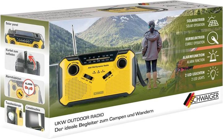 Actual product image Schwaiger Solar Crank Radio with LED Light (FM, AM)
