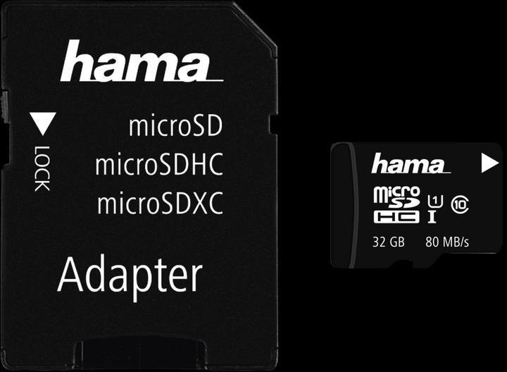 Hama microSDHC 32GB +adattatore/mobile (32 GB, microSDHC, U1, UHS-I)