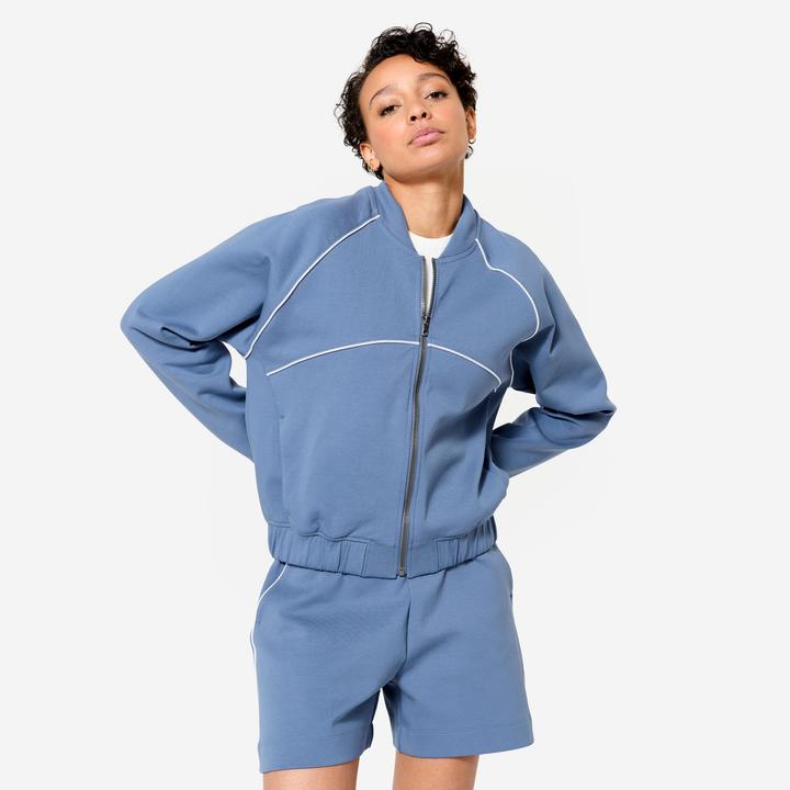 Actual product image Domyos Bomberjacke mit Reissverschluss Damen blau mit weiss (XXL)
