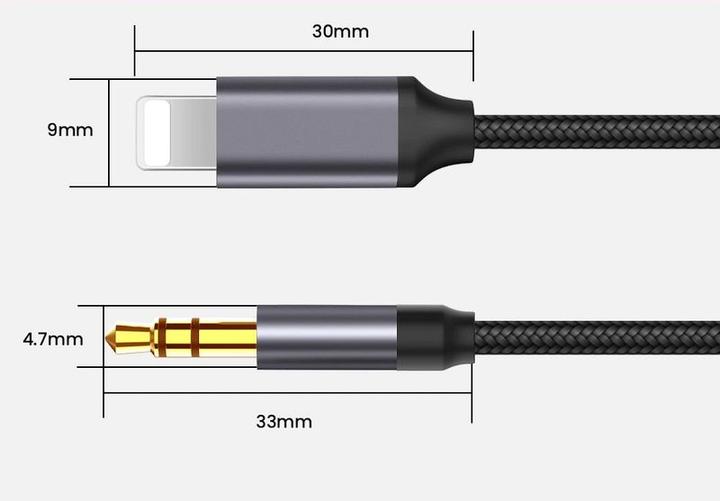 Produktbild Hermex Lightning zu 3.5mm Audio Adapter Lightning auf 3.5mm Klinkenadapter (1 m, 3.5mm Klinke (AUX))