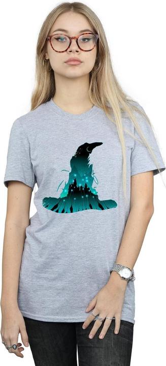 Actual product image Womens/Ladies Hogwarts Silhouette Cotton Boyfriend T-Shirt (XL)