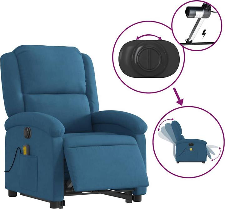 Actual product image VidaXL Massage chair with stand-up aid velvet