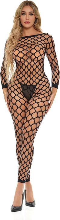 Productafbeelding Pink Lipstick Lingerie Swipe Right Kruisloze Bodystocking Een maat Zwart (Eén maat voor iedereen)