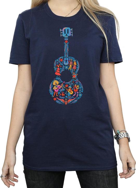 Actual product image Disney Womens/Ladies Coco Guitar Pattern Cotton Boyfriend T-Shirt (XXL)