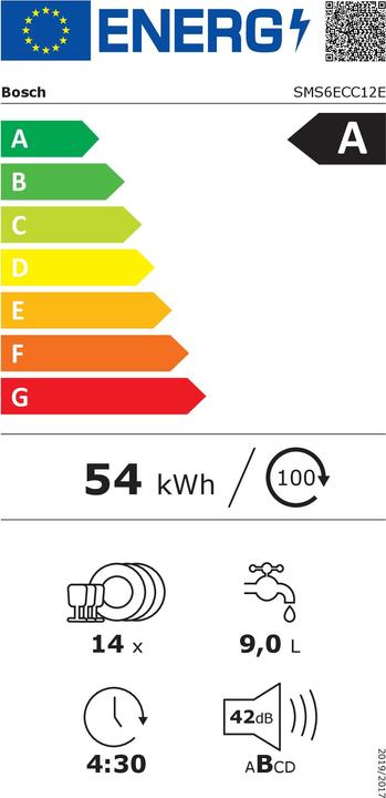 Energy Label Bosch Hausgeräte Series 6 SMS6ECC12E