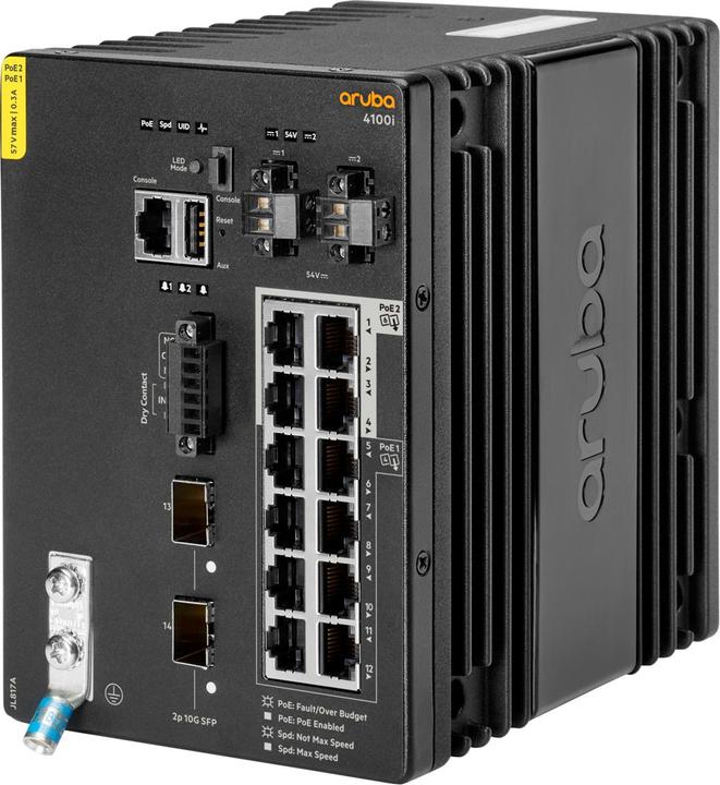 Produktbild HPE E Aruba 4100i Switch 8 Port PoE and 4 Port PoE, 2 SFP+, Layer 2, Web GUI, CL (12 Ports)