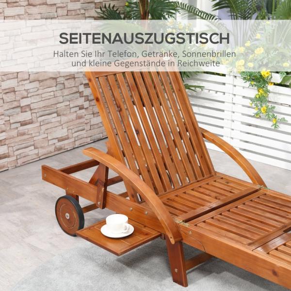 Actual product image Outsunny Folding garden deckchair made of fir wood (195 cm)