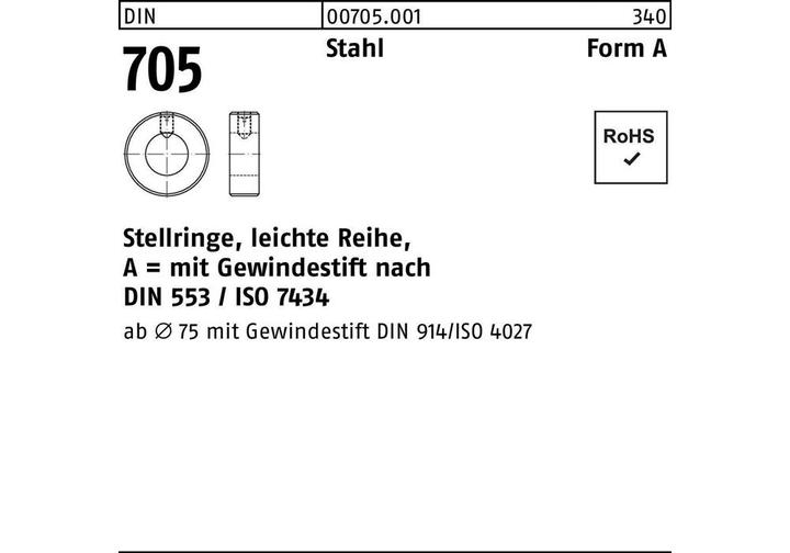Image du produit Bague de réglage DIN 705 Vis sans tête A 28x 45x16 Acier série légère 10p.