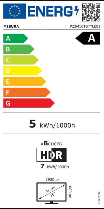 Energie-Label Misura 16" Tragbarer LCD Touch-Monitor STYLE (1920 x 1080 Pixel, 16")