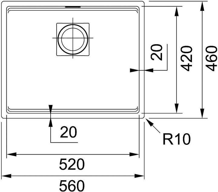 Actual product image Franke Stone mass sink Kubus 2, KNG 110-52, Glacier (Fitted sink, 80 cm, 56 cm)