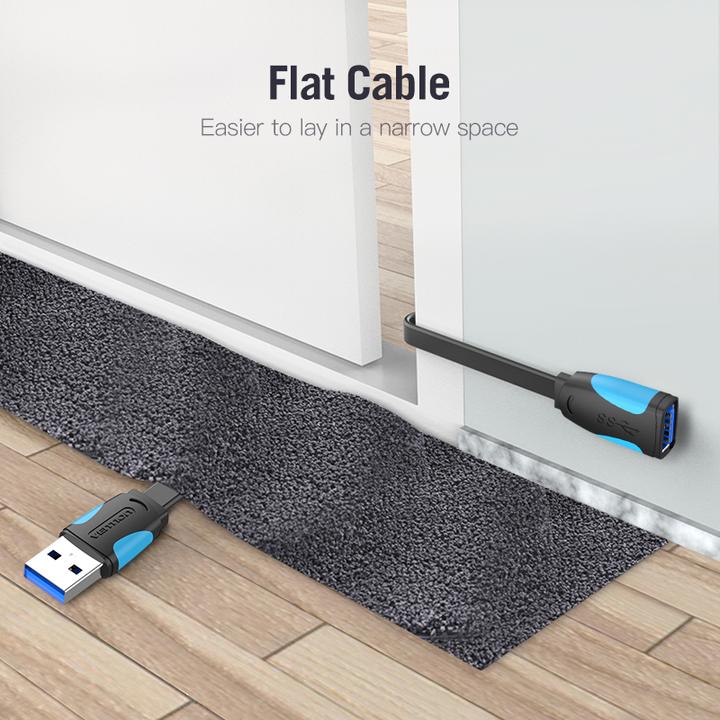 Actual product image Vention Flat rate USB 3.0 extender VAS-A13-B200 2m Black (2 m, USB 2.0)