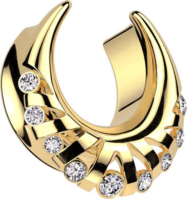 Produktbild Star Piercing Sattel vergoldet Strahlen mit Kristallen silber (ohne Messing, Chirurgenstahl 316L)