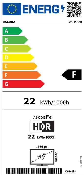 Etichetta energetica Salora Serie 220 - 24 smart (24", LED, Pronto per l'HD)